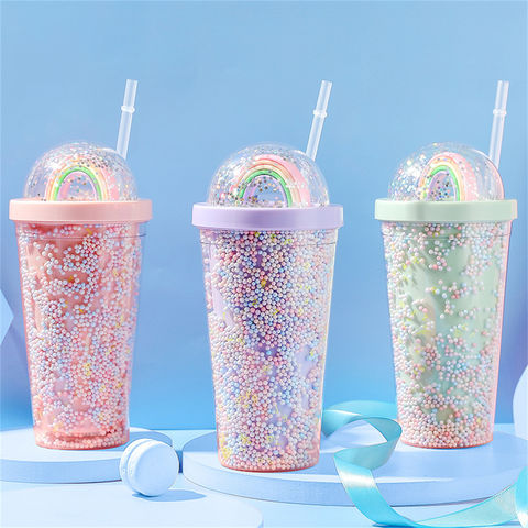 Creative Rainbow Straw Cup Foam Colorful Plastic Cup Plastic Tumblers  Double Wall - China Water Bottle and Kitchenware price