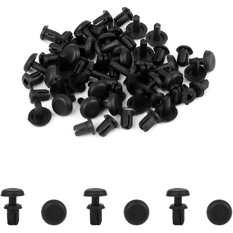 Yinpecly 100Pcs R3065 Nylon Push Rivets - 0.25'' Head Diameter Black PCB & Bumper Fasteners