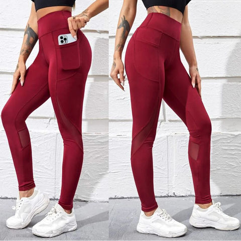 Mallas deportivas de malla para mujer, pantalones de cintura alta