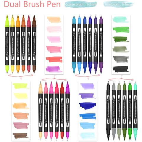 12 Colors Double-end Markers Pen Premium Refillable Dual Tip