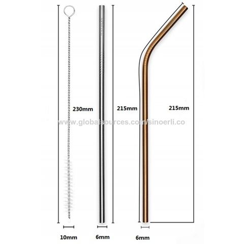 265mm Eco-friendly Metal Straws 304 Stainless Steel Straws