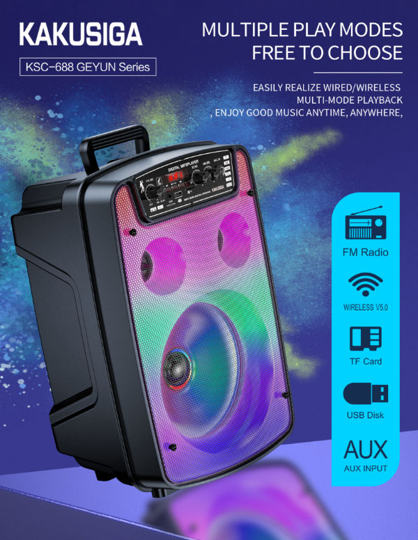 KAKU 8 Inches Bluetooth Speaker KAKUSIGA KSC-688 Outdoor OEM Portable Speaker Wireless Speakers supplier