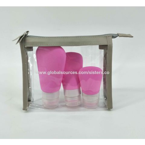 Botellas de Viaje de Silicona, Juego de Contenedores de Viaje Rellenables de Silicona a Prueba de Fugas, Paquete de 2