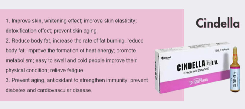 600mg Cindella Luthione Thioctic Acid Glutathione Vitamin C Skin Whitening Injection supplier