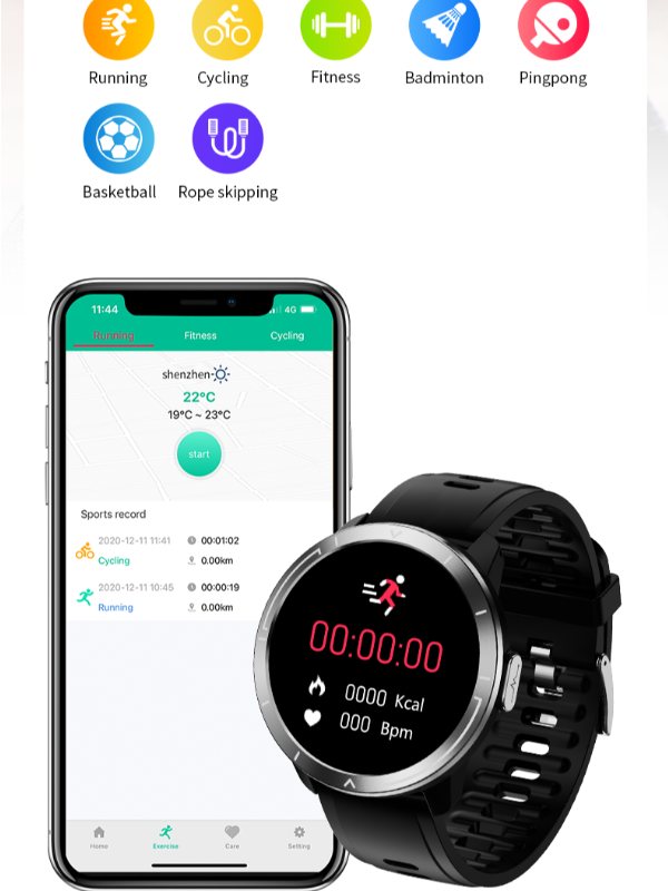 China Smart Watch ECG Monitor Full Touch Temperature Smartwatch