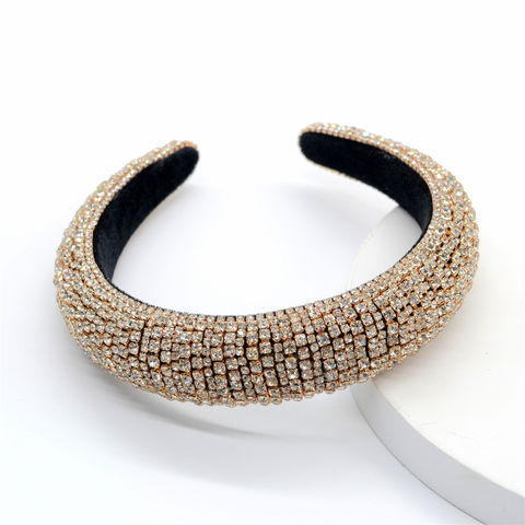 Large Bandeau de Fête Brillante avec Strass, Accessoires de Cheveux en Gros