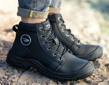 Men's Leather Safety Shoes Steel Toe Low Upper Work Boots For Spring/Autumn 