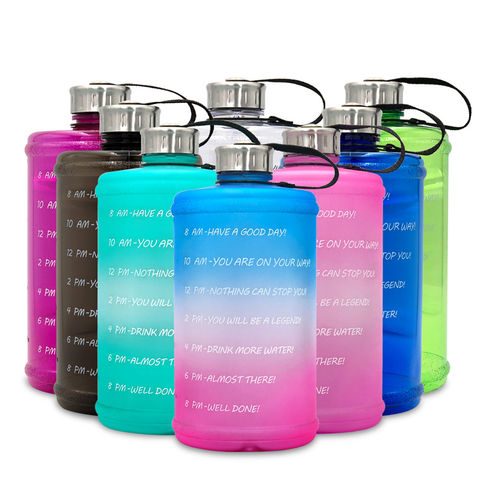 2.2L Large-capacity Water Bottle with Time Marker Portable Fitness Sports Water  Jug Gradient Color Outdoor Exercise Water Cup