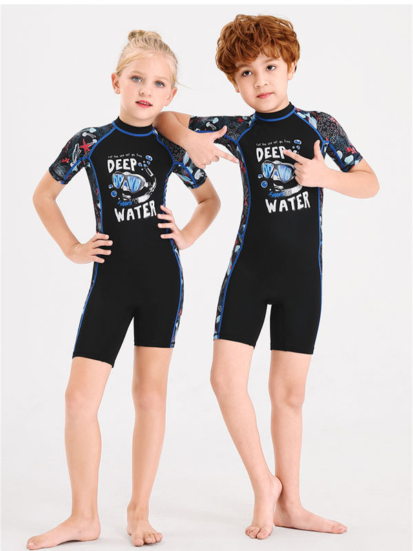 One Piece Children Rash Guard Swimming Suit UV Protection Sunsuit for Surfing Wetsuit Kids Shorty Neoprene Thermal Diving Swimsuit 2.5MM for Girls Boys Youth Teen Toddler Child
