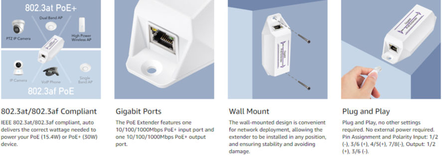 thumbnail image 2 of Cudy POE10 Gigabit PoE Extender, 10/100/1000Mbps, 1 Channel... 2 of 11
