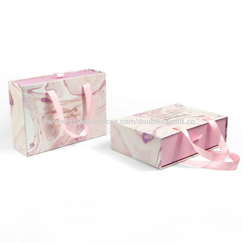 Caja de almacenamiento rosa de lujo, cartón, ropa, joyería, cosméticos, embalaje de regalo con cajón de papel deslizante