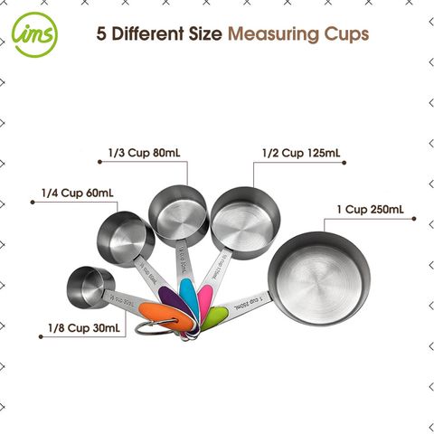Collapsible Silicone Measuring Cups with 60ml/80ml/125ml/250ml - 4 Piece  Set Kitchen Measuring Tools (4 Colors)