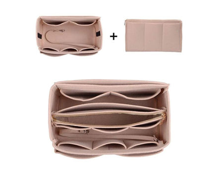 2pcs Felt Insert Organizer Bag Handbag Makeup Inner Divider Case Multi Pocket 