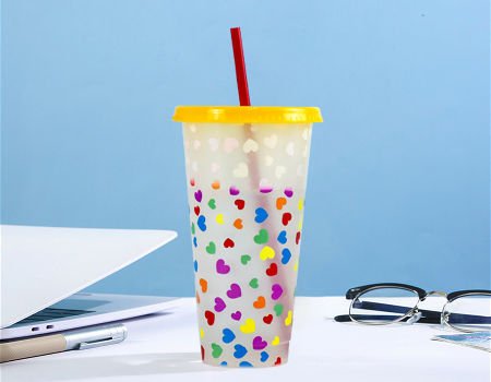 Color Changing Tumbler With Lid And Straw, Temperature Sensitive Cup, Large  Capacity Pp Plastic Straw Cups, Fashionable Water Cup, - Temu