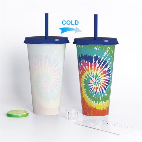 Color Changing Cups with Lids & Straws - 24 oz Cute Reusable