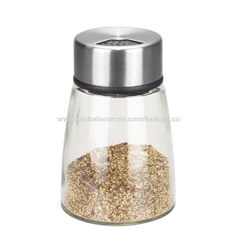 Condiment Shaker, Caddy with 4 Shakers (Plain), Coffee Set, 6 Ounce,  Brushed Stainless