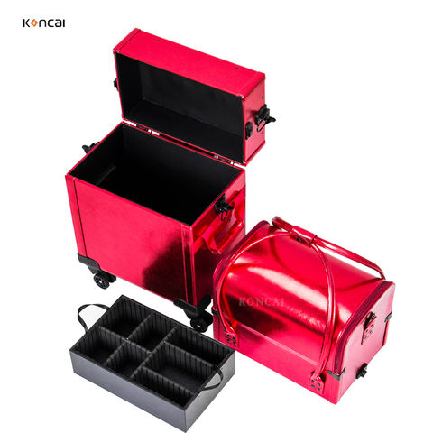 Buy Wholesale China Red Pu Leather Professional Makeup Trolley Case 2 In 1 Make  Up Bag Rolling Train Case Box & Rolling Makeup Case at USD 76