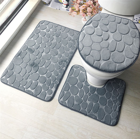Non Slip Soft Absorbent Bath Toilet Pedestal Memory Foam Mat Set Bathroom Rugs 