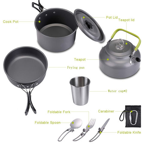 Outdoor Cook Gear Collapsible Aluminum Nonstick Backpacking Lightweight Pots  and Pans Camping Cookware - China Camping Pots and Pans and Mess Kit price