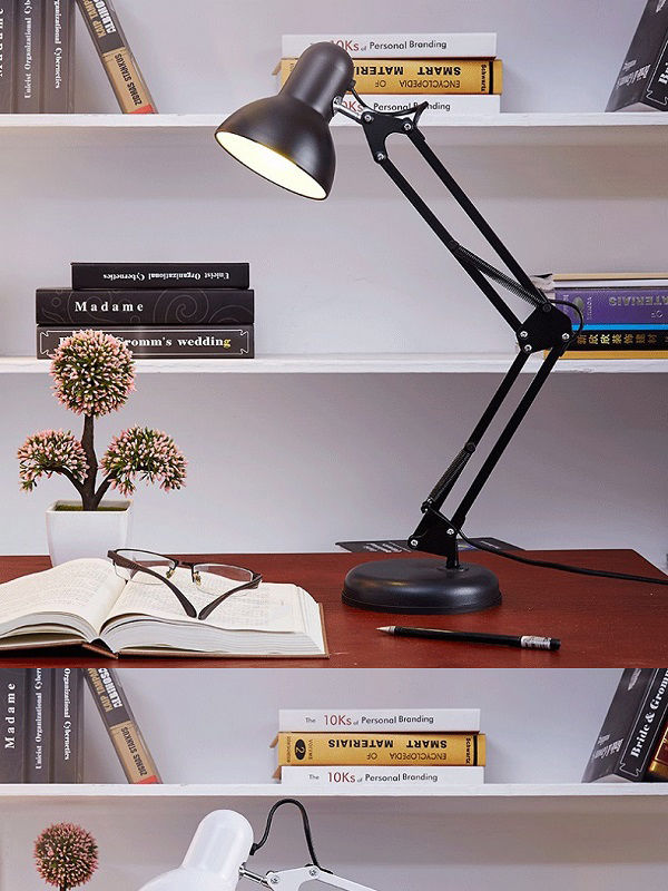 2w LED Swing Arm Desk Table Lamp- Silver/Grey Reading Massive Office by Philips Fitted with UK 3-pin Plug Ideal for Study 