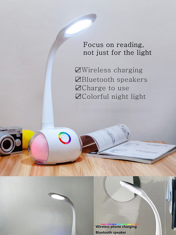 Bedside Wireless Charger Table Lamp with Speaker Wireless Charger 