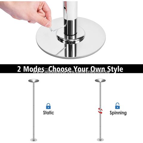 45mm X Dance Pole Chrome Professional Stripper Pole, Removable Spinning or  Static, Adjustable 7 to 9 FT Exotic Pole Dance Exercise Fitness, Portable 2