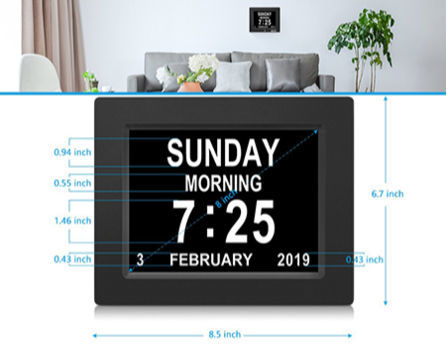 Wall Clock Extra Large Digital Display Time Day Calendar Indoor Thermometer  Hygrometer Table Desk Stand & Wall Hanging