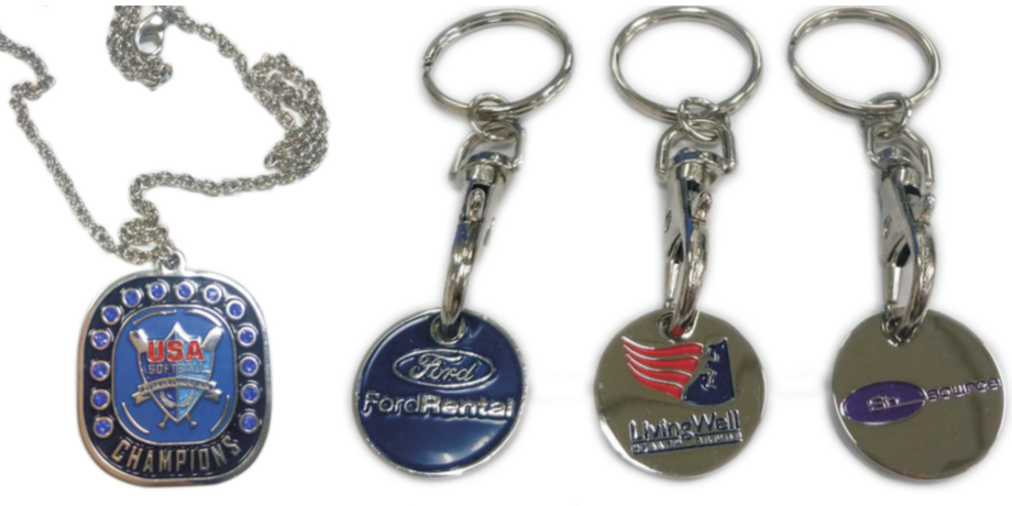 Metal necklace for Champions with blue stones. nickel pendants and charm supplier