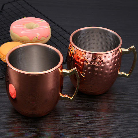 304 Stainless Steel Copper Plated Mug Cup Double Wall Coffee Beer Milk Tea  450ML