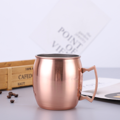 304 Stainless Steel Copper Plated Mug Cup Double Wall Coffee Beer Milk Tea  450ML