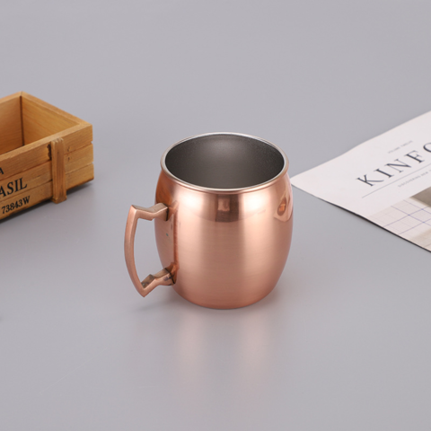 304 Stainless Steel Copper Plated Mug Cup Double Wall Coffee Beer Milk Tea  450ML