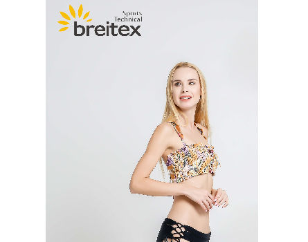 Women's Smocked Bandeau Lace-Up Front Pleat Chest Ruffle Strap Side Bone Bikini Top Swimwear supplier