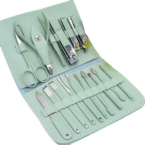 Manicure Set - 7 Pieces Professional Travel Nail Clippers with Green  Leather Bag, Stainless Steel Nail Care Tools Grooming Kit for Women