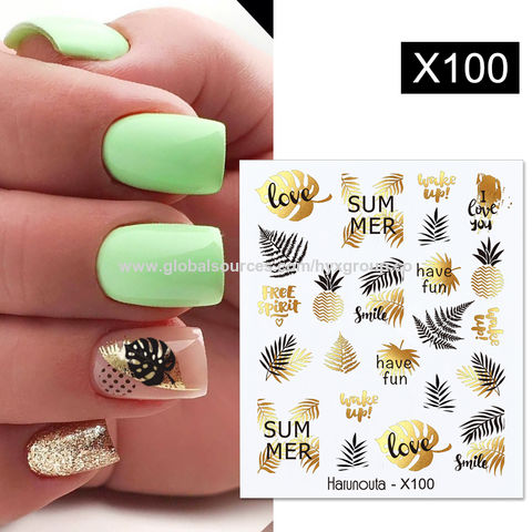 Watercolor 3D Nail Stickers Flower Leaf Slider Nail Art Decals UV Gel  Decoration