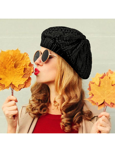 Soft Lightweight Crochet Beret 4 Pieces Beret Hats For Women  display picture 2