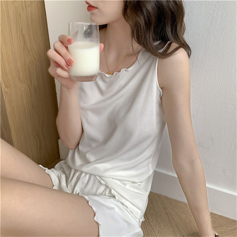 Ice silk pajamas women's 2022 new two-piece suits popular home wear women  pajamas set gece sikiş