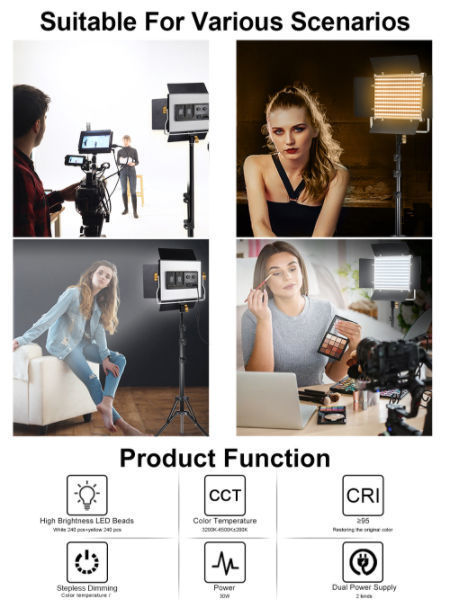 W480 Led Video Light Panel Lighting Kit Dimmable for Camera Photography supplier