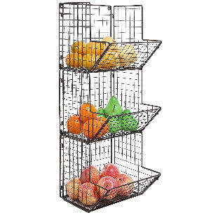 Premium 3-Tier Wall Mounted Hanging Wire Baskets with Removable