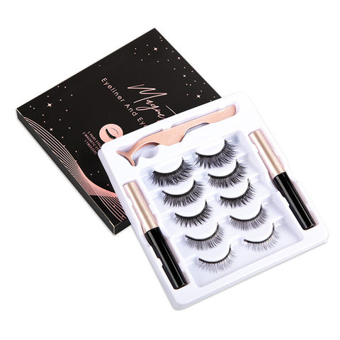 Pestañas magnéticas 3D con delineador de ojos, impermeables, duraderas, hechas a mano, pestañas postizas naturales al por mayor