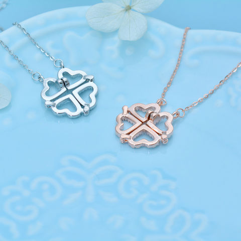 Four Leaf Clover Lucky Symbols Blue Necklace Wholesale