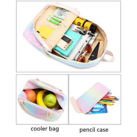 Newest Girls Book Bags School Backpack with Lunch Box For Primary