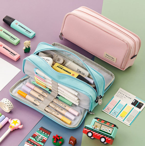 Fournitures scolaires Kawaii porte-crayon grande capacité sac à crayons  pochette porte-boîte pour filles bureau étudiant papeterie organisateur