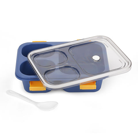 1pc Printed Three-layer Wheat Straw Plastic Bento Box With