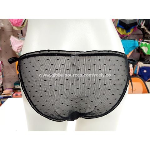 Buy Wholesale China Custom Black Sexy Lace Underwear Lady Sexy Transparent Panty  Mesh Underwear For Women Side Ties & Sexy Lace Underwear at USD 0.85