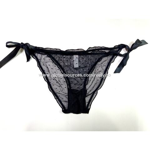 Buy Wholesale China Custom Black Sexy Lace Underwear Lady Sexy Transparent  Panty Mesh Underwear For Women Side Ties & Sexy Lace Underwear at USD 0.85