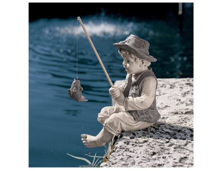 Garden Statue Resin Fisherman Gone Fishing Boy Garden Sculpture Ornaments 