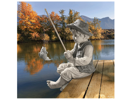 The Little Fisherman of Avignon Boy Fishing Garden Statue
