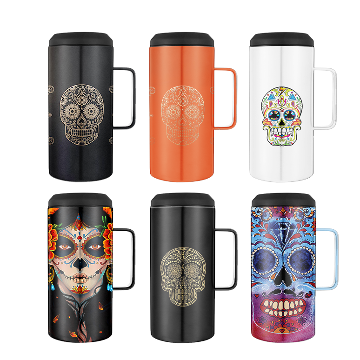 12oz Skinny Can Cooler Sugar Skull Stainless Steel Insulated