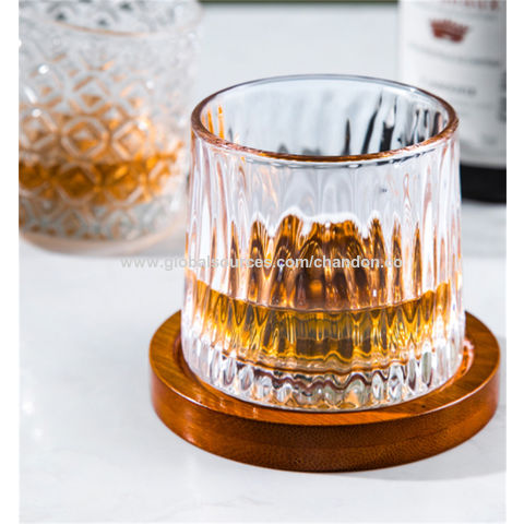 China Whiskey glasses rocks glasses with Rotatable coasters fashioned glass bar  glasses for Drinking bourbon scotch cocktails, Manufacturers and Suppliers