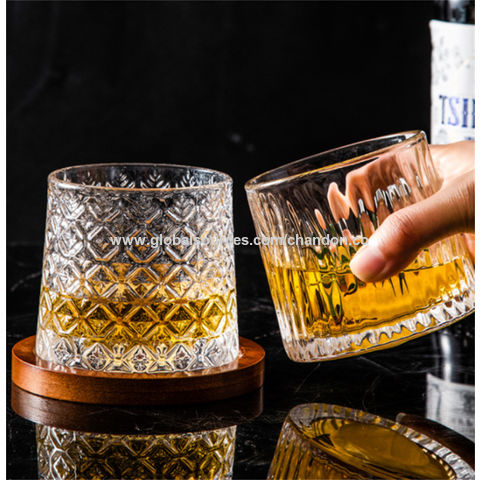 China Whiskey glasses rocks glasses with Rotatable coasters fashioned glass bar  glasses for Drinking bourbon scotch cocktails, Manufacturers and Suppliers